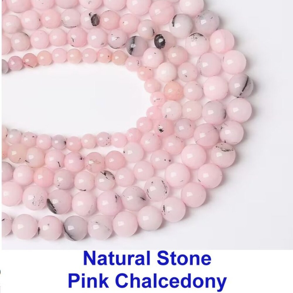  Natural Stone Pink Chalcedony  15" strand  8mm